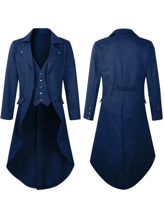 Medieval Gothic Tailcoat for Men Renaissance Steampunk Jacket Halloween Costumes Vintage Tuxedo Victorian Frock Nothic Collar Coat Tax Free Weekend
