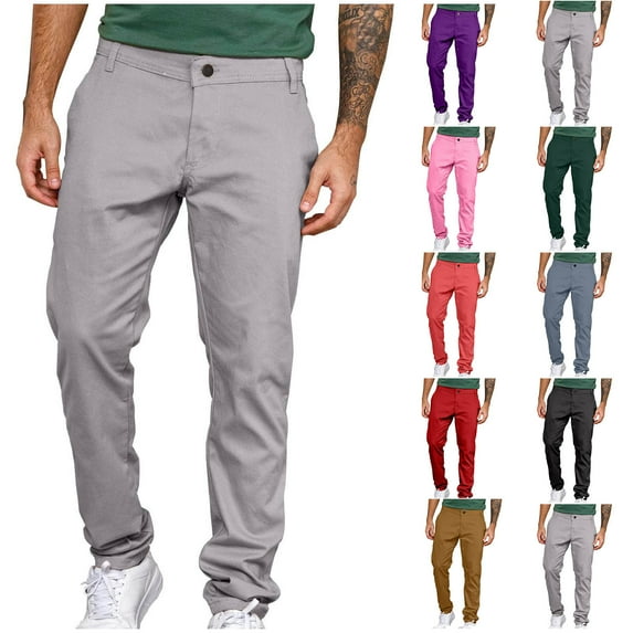 ZZwxWA Men Clothing Fashion Man Business Affairs Button Zipper Pocket Straight Leg Solid Color Long Pants Jeans for Men up to 65% Off