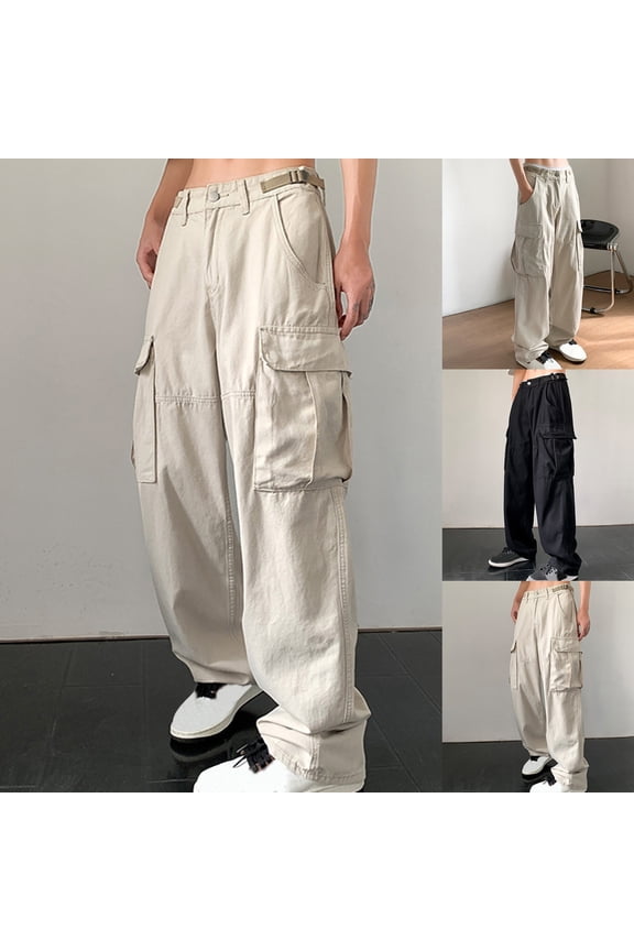 ZZwxWA Men Clothing Men Outdoors Fashion Solid Casual Elastic Waist Pocket Cargo Pants Golf Pants Men