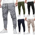 thumbnail image 1 of Brondbend Men Fashion Cargo Pants Casual Comfy Solid Color Pockets High Waist Drawstring Pants Lounge Going Out Joggers Pants, 1 of 6