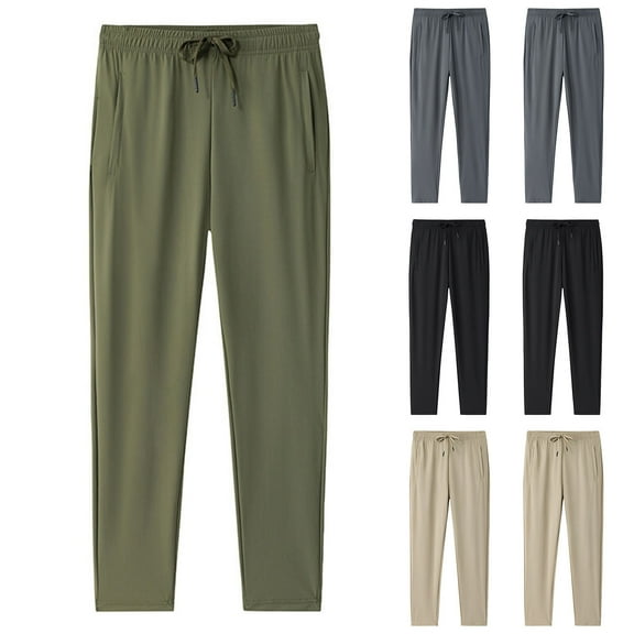 Brondbend Men Ice Silk Fitness Running Stretch Yoga Pants Soft Elastic Waist Comfy Sweatpants Summer Quick-Drying Pants 50% Off Clear