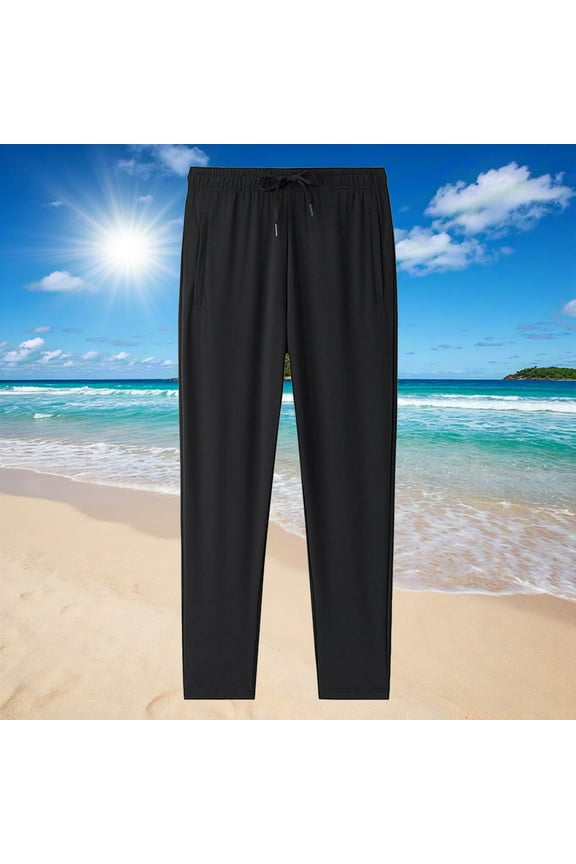 ZZwxWA Men Ice Silk Fitness Running Stretch Yoga Pants Soft Elastic Waist Comfy Sweatpants Summer Quick-Drying Pants Summer Saving