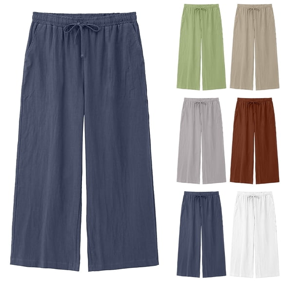 Brondbend Men Pants Drawstring High Waisted Side Pockets Full Length Straight Pant Male Trousers Summer Saving