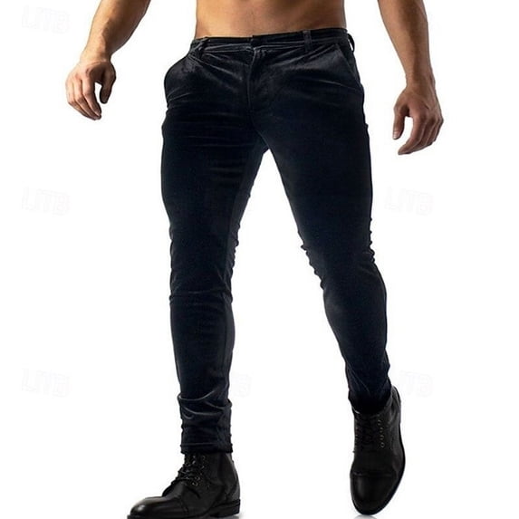 Brondbend Men Pants Man Fashionable Solid-Color Velvet Pocket Button Casual Leg Pants Sweatpants for Men up to 65% Off