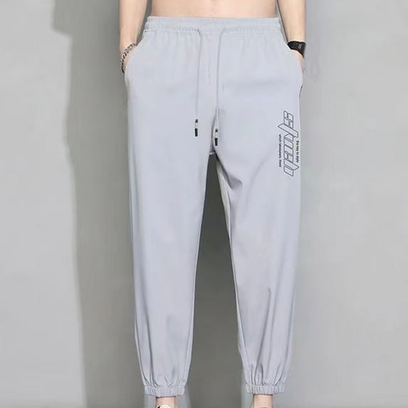 ZZwxWA Men Pants Men's Casual Fashion Pocket Ankle Binding Solid Color Elastic Waist Drawstring Cropped Pants Linen Pants Men Reduced Price