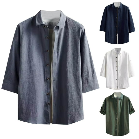 ZZwxWA Men Pleated Loose Button Down Shirts, Summer Short Sleeve Lapel Casual Tees Fashion Beach Vacation Tops with Pockets Festival Gift