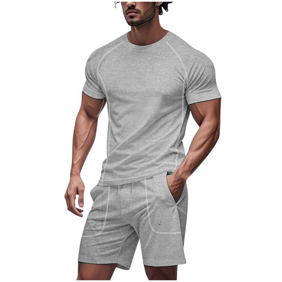 ZZwxWA Men Short Sets Outfits 2 Piece Casual Shirt and Shorts Set Casual Patchwork Tee Shirts Elastic Waist Shorts Sportwear up to 65% Off