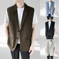 thumbnail image 1 of ZZwxWA Men Sleeveless Business Vest Blazers Dressy Open Front Button Up Lapel Work Vests Summer Casual Outwear wiht Pockets Deals, 1 of 7