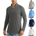 thumbnail image 1 of ZZwxWA Men UPF 50+ Long Sleeve Shirts 1/4 Zip Up SPF UV Sun Protection Rash Guard Outdoor Hiking Fishing Running T-Shirt Ultra Light up to 65% Off, 1 of 7