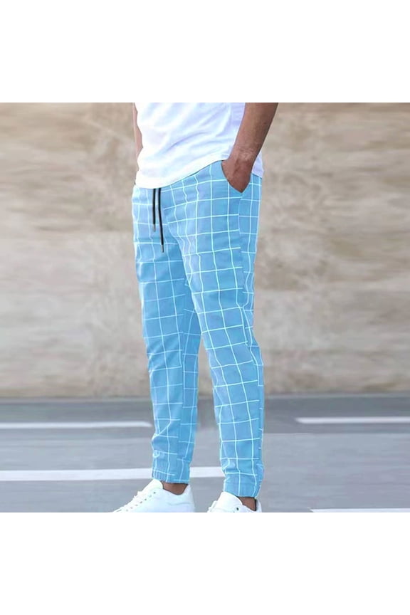 Men's Casual Checkered Pants Stretch Slim Fit Pants Skinny Plaid Dress Pant Fashion Stretch Business Suit Pants My Order