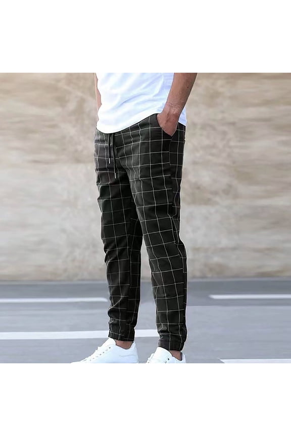 Men's Casual Checkered Pants Stretch Slim Fit Pants Skinny Plaid Dress Pant Fashion Stretch Business Suit Pants Online Shopping