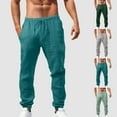 thumbnail image 1 of ZZwxWA Men's Cotton Linen Pants Elastic Waist Drawstring Straight Leg Casual Pants Summer Loose Lightweight Yoga Beach Pants up to 65% Off, 1 of 5