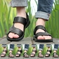 thumbnail image 1 of ZZwxWA Men's Leather Sandals Hiking Outdoor Water Beach Sports Mens Sandals for Summer with Open Toe Adjustable Straps Arch Support Orthotic Comfortable Non-slip Shoes, 1 of 7