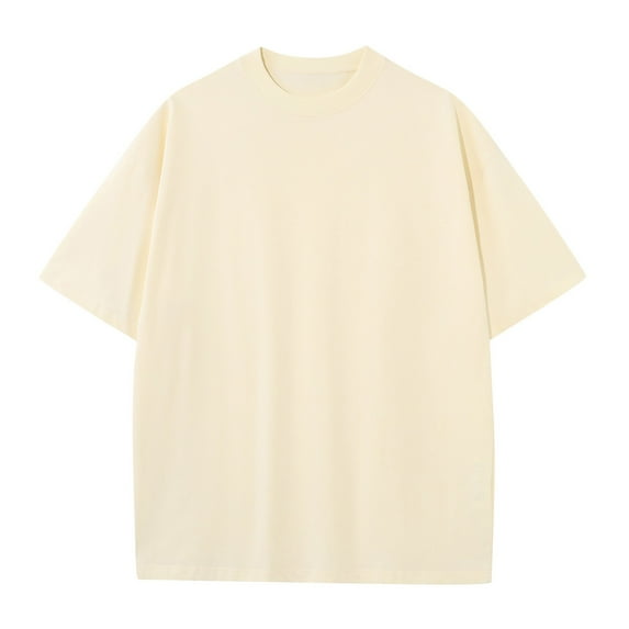 ZZwxWA Men's Oversized Cotton T-Shirts Drop Shoulder Shirts Crew Neck Solid Casual T Shirt Short Sleeve Basic Tee 50% Off Clear