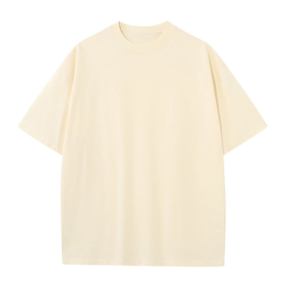 ZZwxWA Men's Oversized Cotton T-Shirts Drop Shoulder Shirts Crew Neck Solid Casual T Shirt Short Sleeve Basic Tee