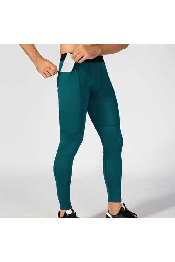 Men's Pants Men's Warm Fitness Yoga High Elasticity Tight Fitting Running Basketball Training Pocket Base Pants Golf Pants Men My Order