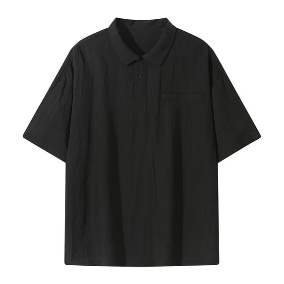 ZZwxWA Men's Shirts Spring Summer Casual Cotton Linen Solid Color Short Sleeve Shirts Loose Stand Collar Shirts Mens up to 45% Off