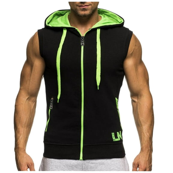 ZZwxWA Men's Sleeveless Slim Fit Hoodie Vest Zipper Drawstring Gilet Jacket with Pocket Men's Bodybuilding Hood Gym Tank Tops My Order