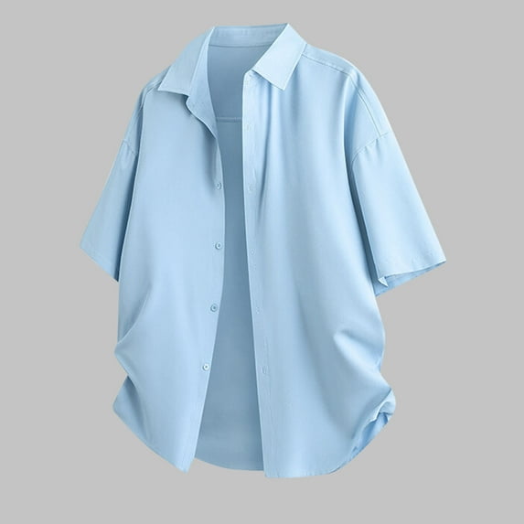 ZZwxWA Men's Summer Casual Button Shirt Lapel Short Sleeve Comfortable Breathable Shirts up to 65% Off