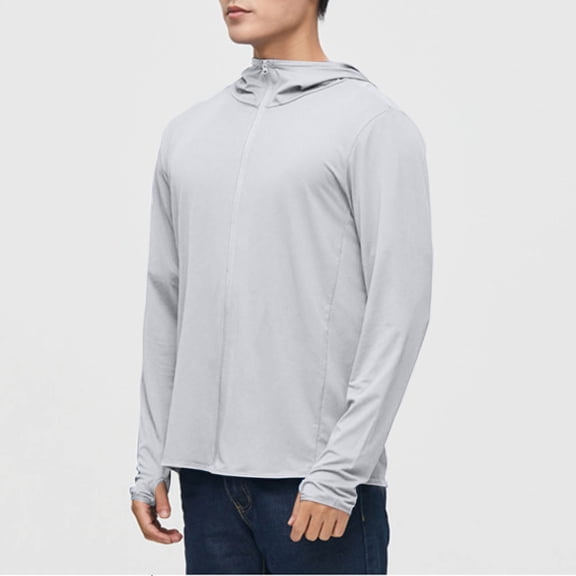ZZwxWA Men's Sun Protection Hoodie Shirt with Thumb Holes Long Sleeve Full Zip Outdoor Hiking Fishing Jacket Quick Dry Cool Holiday Gift Finder
