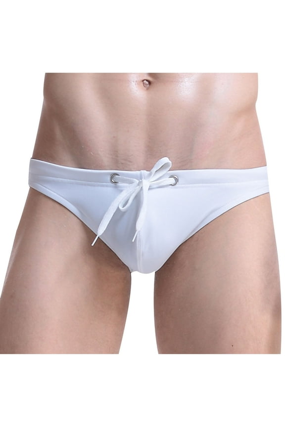 Men's Swimwear Briefs Soild Color Lace-up Drawstring Elastic Waistband Bottoms Underwear