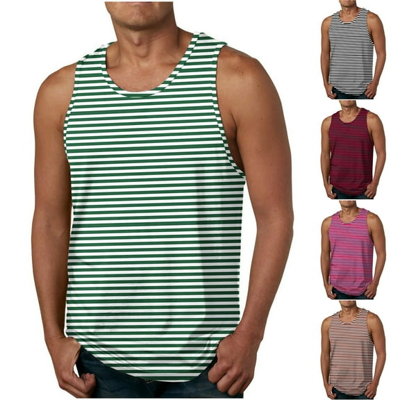 ZZwxWA Men's Tank Tops Fashion Loose Fit Sports Casual Shirt Sleeveless Workwear Printed Tops Cozy Style Round Neck Clothing Breathable Quick-Dry Tank Tops Plus Size Male Blouse Tops