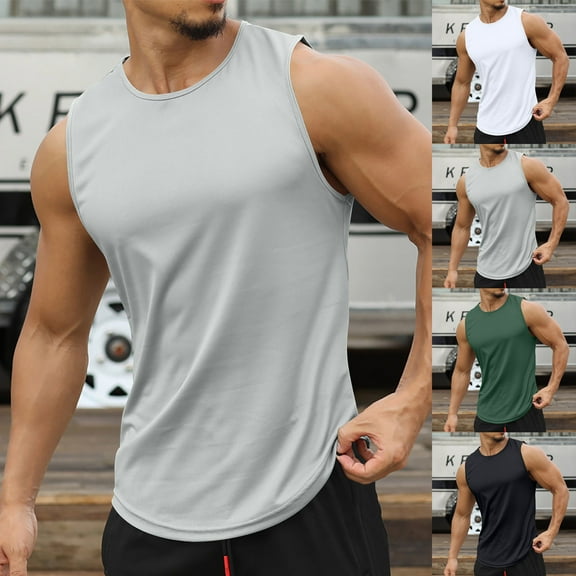 ZZwxWA Men's Tank Tops Weekly Holiday Beach Loose Fit Cozy Style Clothing Printed Workwear Round Neck Tops Quick-Dry Sleeveless Sports Shirt Plus Size Breathable Tank Tops Summer Male Blouse