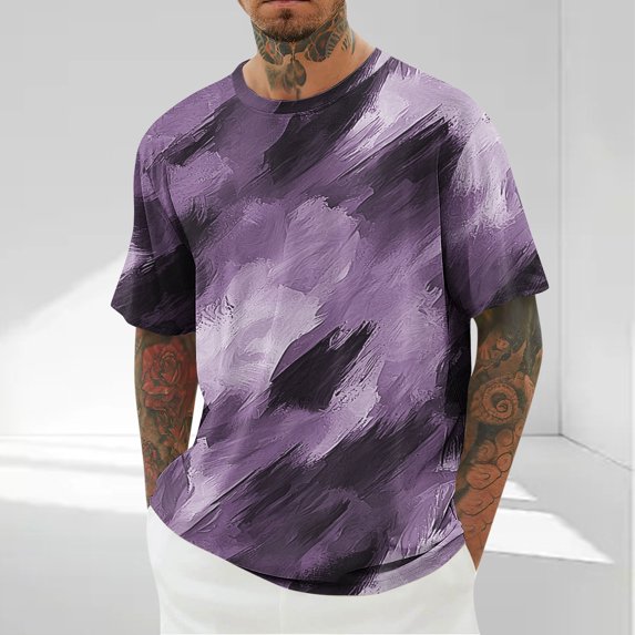 ZZwxWA Men's Tie Dye T-Shirt Oversized Gradient Color Short Sleeve Tops Summer Casual Crew Neck Pullover Loose Fit Tee Shirts