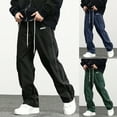 thumbnail image 1 of ZZwxWA Men's Track Pants Straight Leg Acitve Streetwear Elastic Waist Parachute Pants with Pockets Festival Gift, 1 of 3