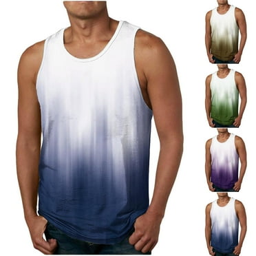 ZZwxWA Men's Undershirts Summer Vacation Oversize Blouse Round Neck Plus Size Holiday Beach Printed Tank Tops Quick-Dry Sleeveless Shirt Breathable Cozy Style Clothing Workwear Fashion Male Tops
