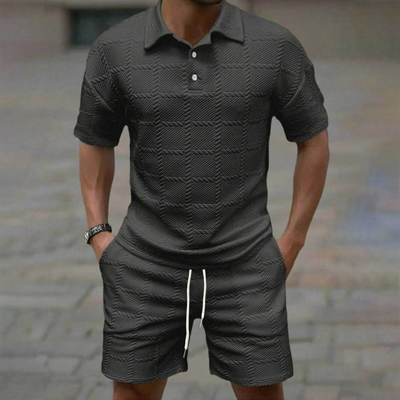 ZZwxWA Mens 2 Piece Short Set Summer Outfits Henley Shirt and Shorts Set Tracksuits Set Short Sleeve and Shorts Set for Men Holiday Gift Finder
