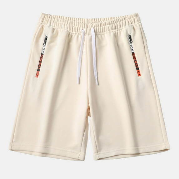 ZZwxWA Mens Athletic Cotton Shorts: 7" Fashion Zipper Pockets - Workout Gym Running Sweat Training Sports Drawstring