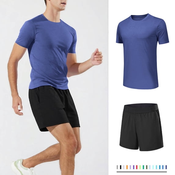ZZwxWA Mens Athletic Summer Outfits 2 Piece Shorts Set Quick Dry Short Sleeve Crewneck T Shirts and Workout Shorts Tracksuit Tax Free Weekend