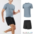 thumbnail image 1 of ZZwxWA Mens Athletic Summer Outfits 2 Piece Shorts Set Quick Dry Short Sleeve Crewneck T Shirts and Workout Shorts Tracksuit Tax Free Weekend, 1 of 5