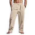 thumbnail image 1 of ZZwxWA Mens Casual Linen Pants Loose Fit Elastic Drawstring Waist Straight-Legs Summer Yoga Beach Long Pants Online Shopping, 1 of 6