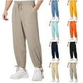 thumbnail image 1 of ZZwxWA Mens Casual Pants Summer Loose Fit Lightweight Beach Trousers Elastic Waist Drawstring Sport Workout Jogger Pant up to 45% Off, 1 of 7