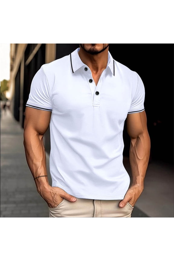 Mens Casual Short Sleeve Golf Henley Shirts Stylish Men Dress Tshirts Business Guys Summer Tops Clothing Regular Fit