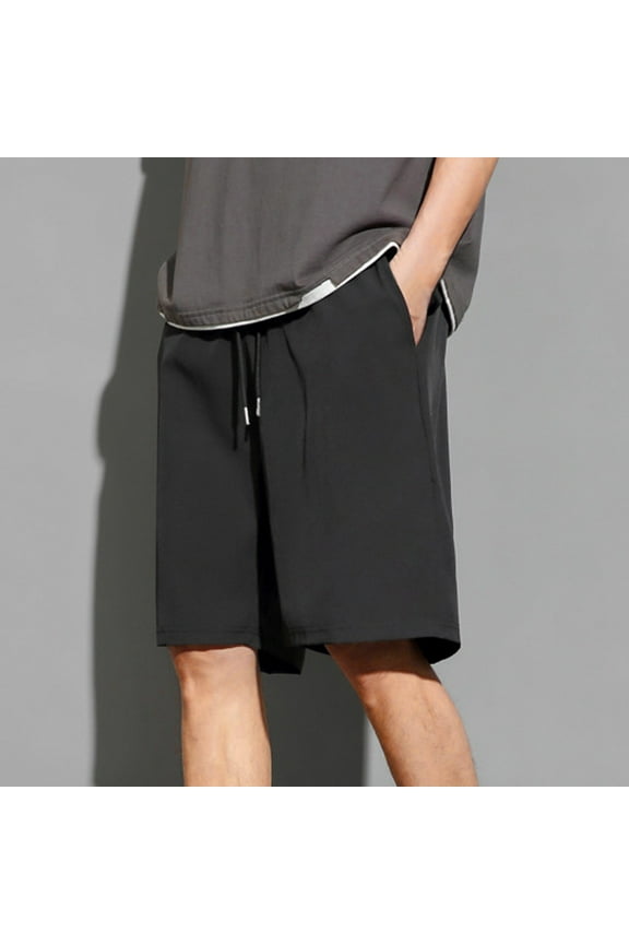 Mens Casual Shorts Baggy Solid Color Stretch Athletic Summer Drawstring Big and Tall Short Pants with Pockets