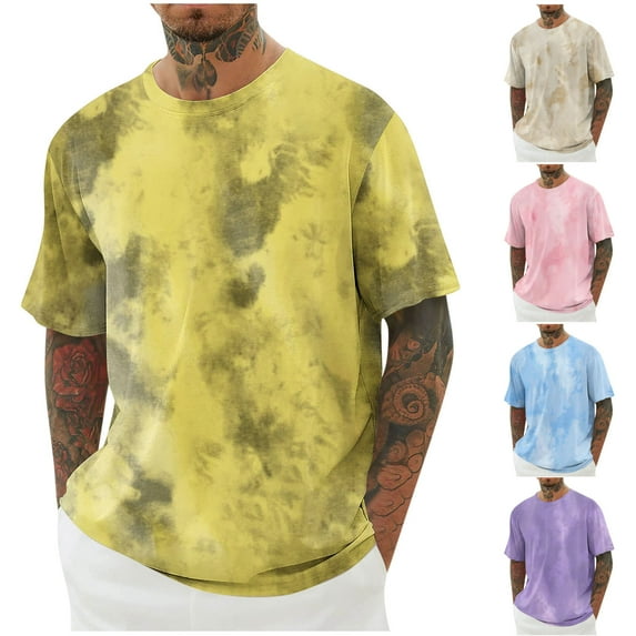 ZZwxWA Mens Crew Neck T Shirts - Lightweight Short Sleeve Fresh Fashion Print Hipster T-Shirt Tie-Dye Online Shopping