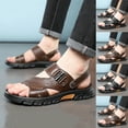 thumbnail image 1 of ZZwxWA Mens Flat Slide Sandals Casual Slip On Beach Open Toe Sandals with Adjustable Dual Use Ankle Strap for Summer Summer Saving, 1 of 7