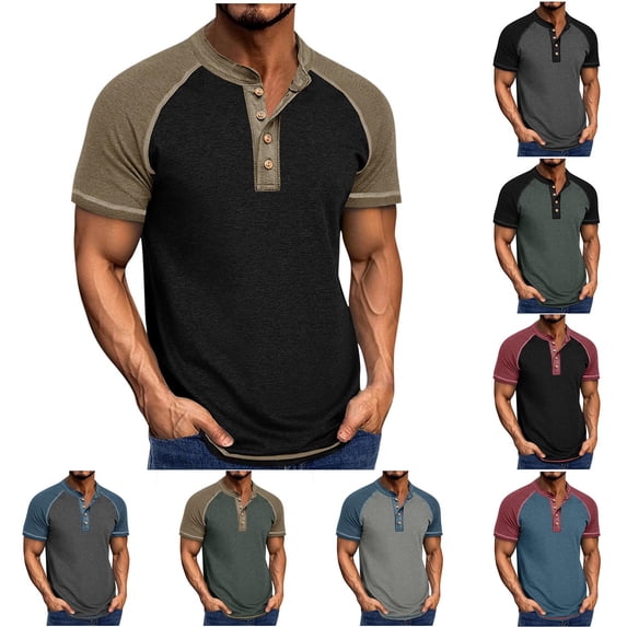 ZZwxWA Mens Henley Raglan Short Sleeve T-Shirt Casual Slim Fit Jersey Baseball T Shirts Workout Gym Golf Henley Tee Tops up to 50% Off