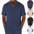 thumbnail image 1 of WIZUTIZ Mens Linen Button Down Shirt Casual Short Sleeve Spread Collar Summer Beach Dress Shirts Lightweight Work Shirt, 1 of 5