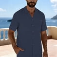 thumbnail image 1 of WIZUTIZ Mens Linen Button Down Shirt Casual Short Sleeve Spread Collar Summer Beach Dress Shirts Lightweight Work Shirt, 1 of 5