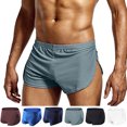 thumbnail image 1 of ZZwxWA Mens Mesh Booty Shorts 3 Inch Sexy Smooth Lounge Active Shorts Panties Low Rise Split Side Boxer Breathable Panties Clearance Sales, 1 of 4