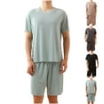 thumbnail image 1 of ZZwxWA Mens Pajama Set Short Sleeve Sleepwear 2 Piece Pjs Lightweight for Men Soft Nightwear Breathable & Comfortable Summer Summer Saving, 1 of 7