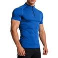 thumbnail image 1 of WIZUTIZ Mens Shirts Quarter Zip Short Sleeve Gym Workout Performance Moisture Wicking Athletic Quick Dry Compression Shirt Men, 1 of 4