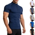thumbnail image 1 of WIZUTIZ Mens Shirts Quarter Zip Short Sleeve Gym Workout Performance Moisture Wicking Athletic Quick Dry Compression Shirt Men, 1 of 5
