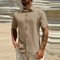 thumbnail image 1 of ZZwxWA Mens Short Sleeved Shirt Fashionable Knitted Striped Top Business Casual Solid Color Short Sleeved Shirt up to 50% Off, 1 of 6
