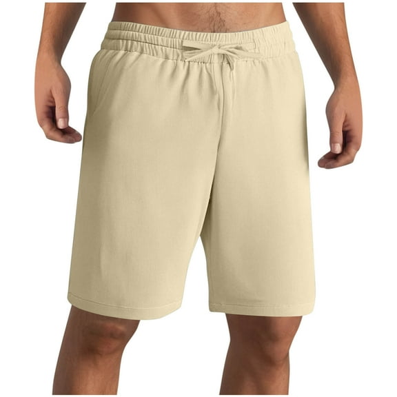 Brondbend Mens Shorts Casual Elastic Waist Pull On Shorts Cotton Drawstring Relaxed Fit Summer Dress Short Pants with Pockets up to 65% Off