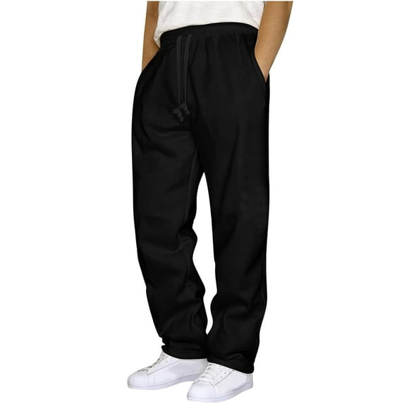 ZZwxWA Mens Sweatpants Fleece Open Bottom Straight Leg Trousers Baggy Lounge Running Athletic Joggers Pants with Pockets up to 45% Off